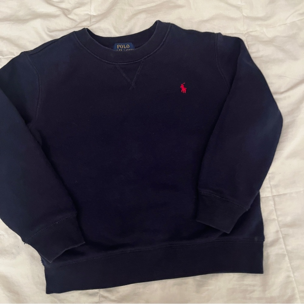 Polo by Ralph Lauren Navy Crewneck Sweatshirt with Red Pony Logo